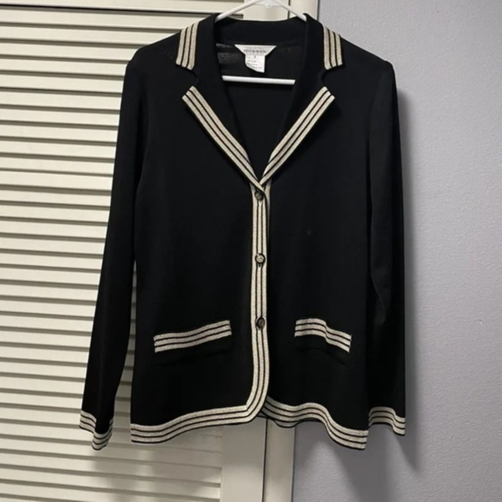 Misook knit blazer black and gold